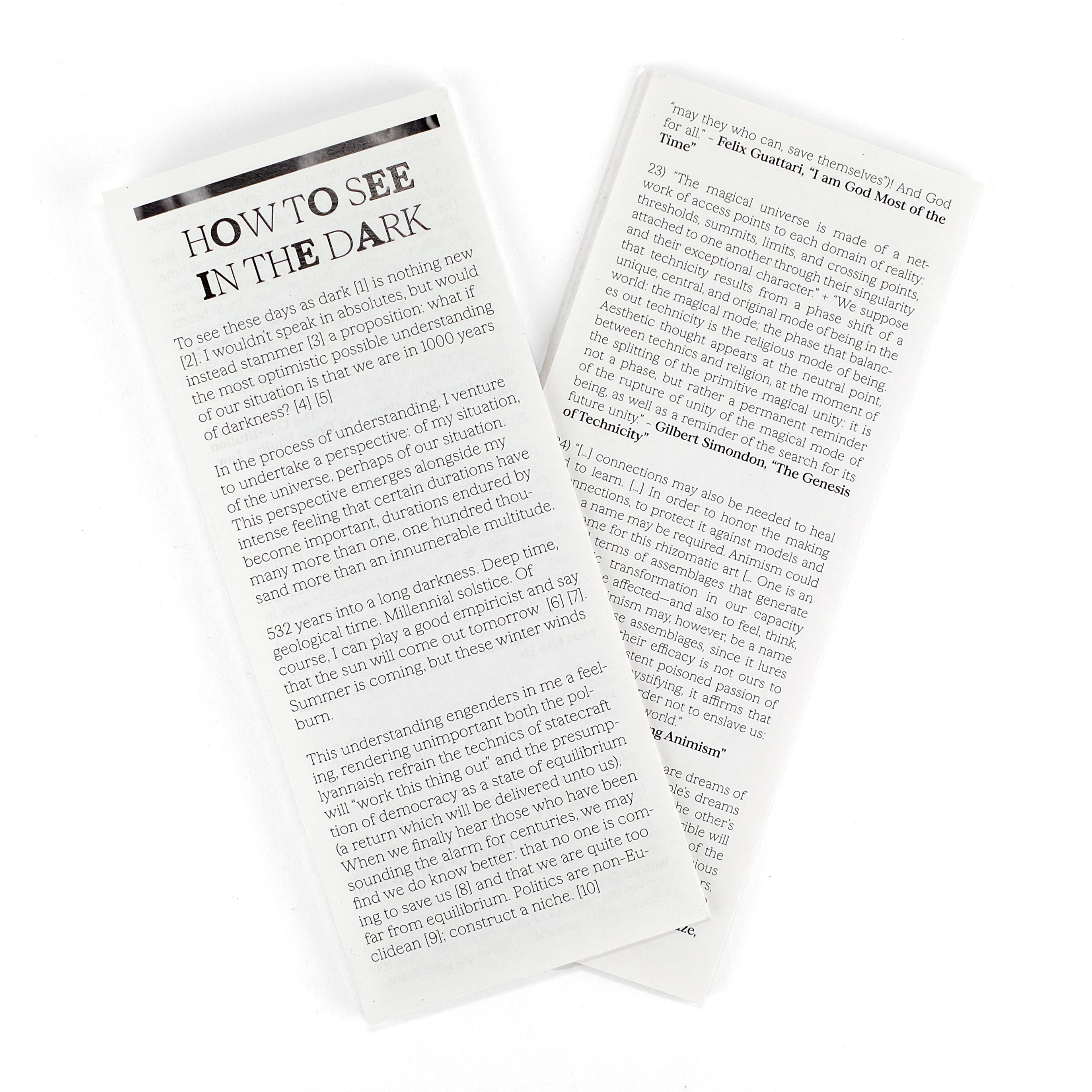 image of printed version of essay from exhibiton envelope