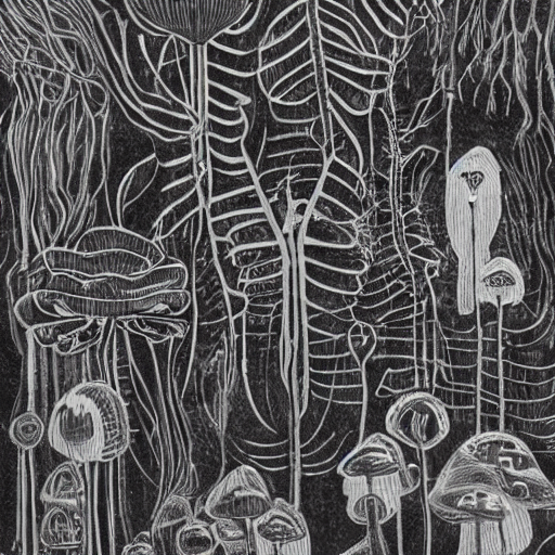 computational generated image of mushroom rhizome